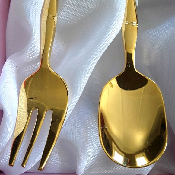 Korean gold-plated child spoon and fork set - Picture 3 of 4